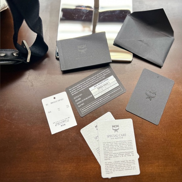 MCM White Studded Visetos Backpack - Picture 12 of 16